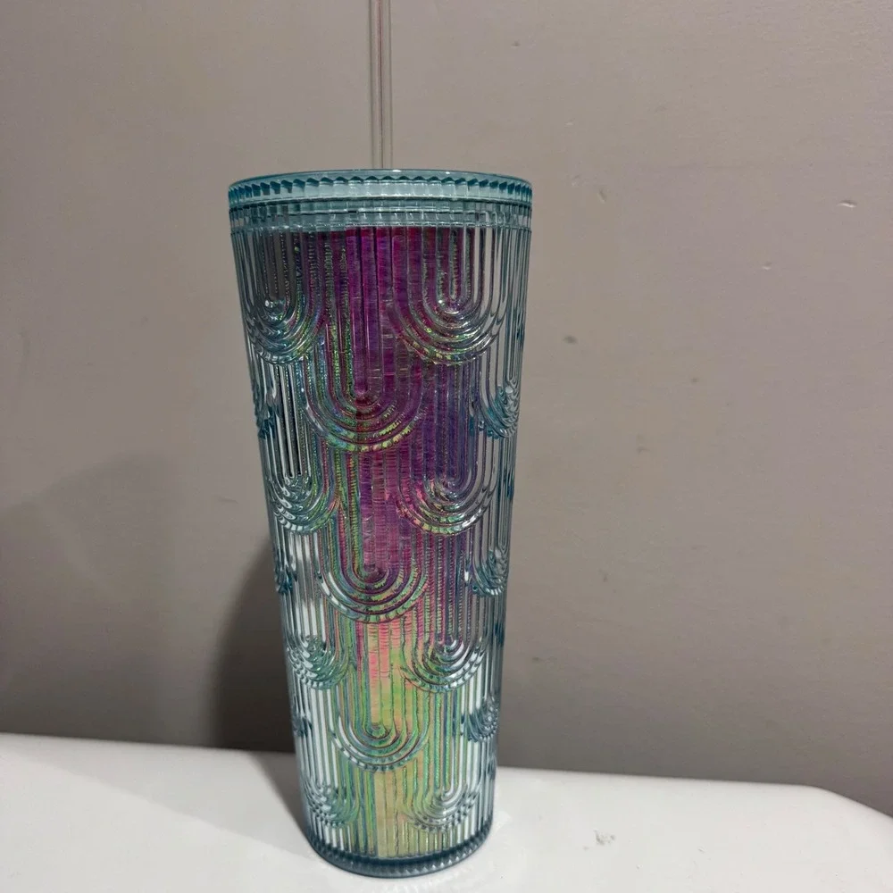 Starbucks Tumbler 24oz Venti Iridescent Blue Scale 2024 New Cold Cup with Straw